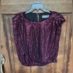 South Boutique Pink Sequin Top, size L, NWT